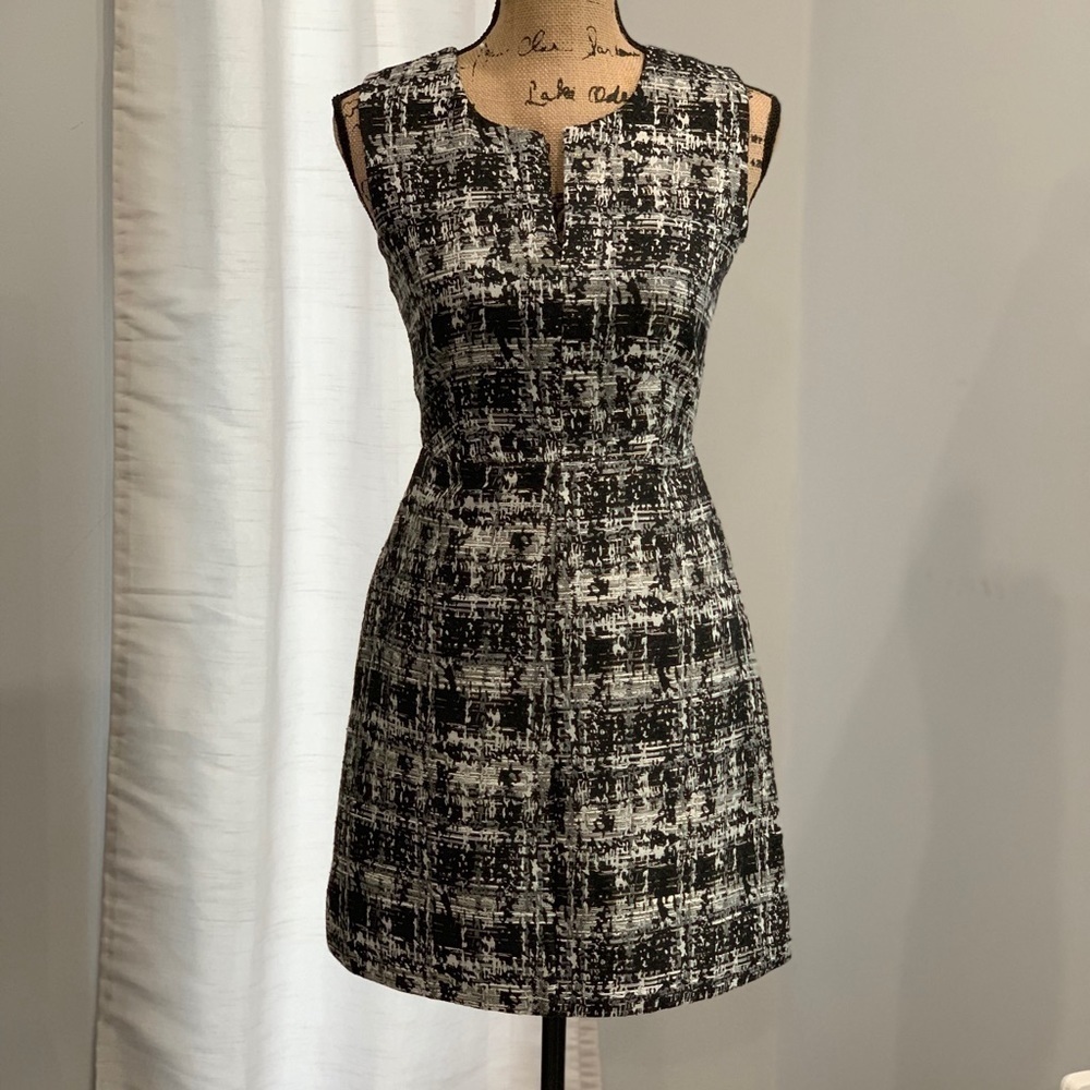 Pim Larkin sheath black white fit flare dress size XS